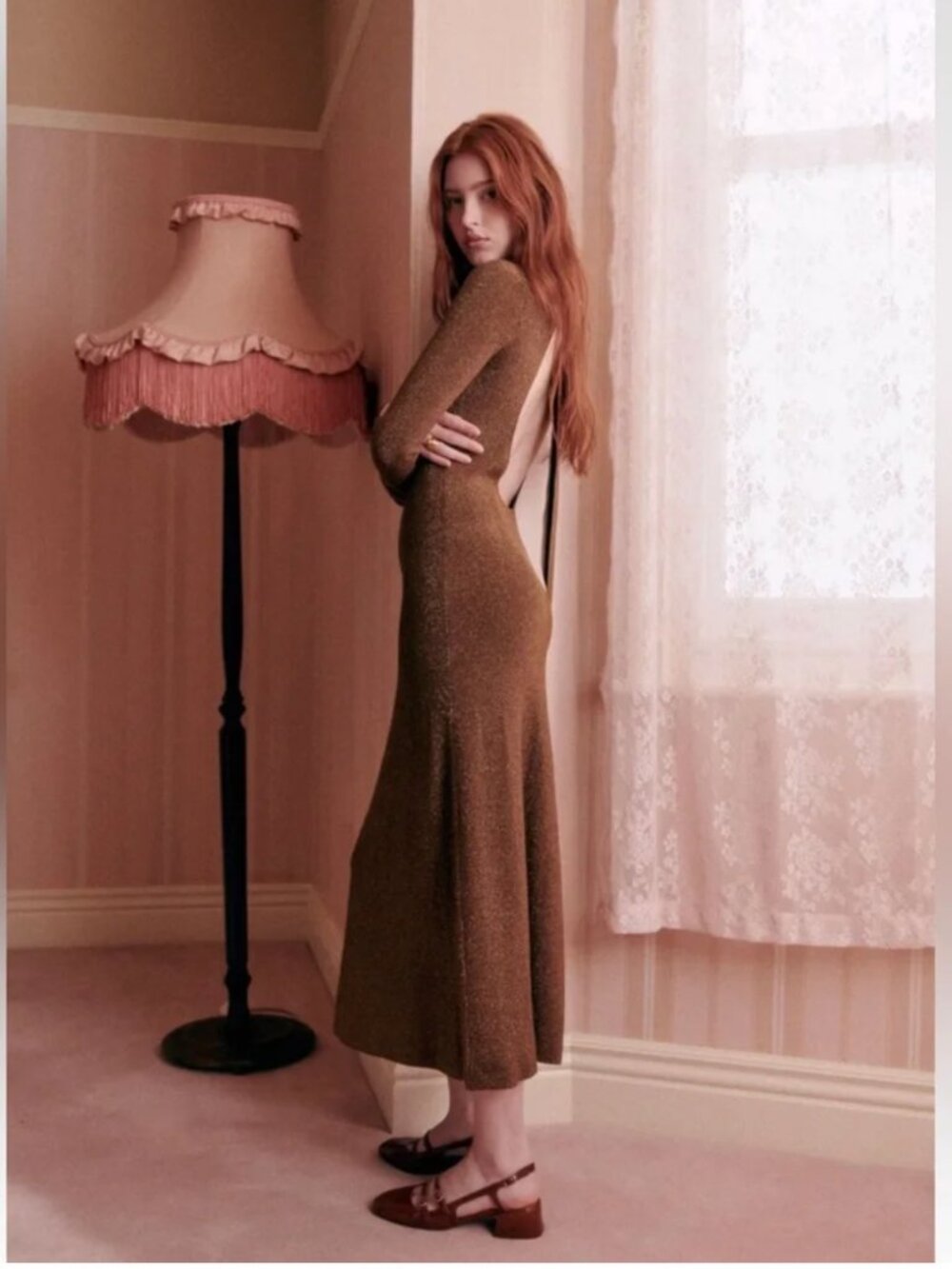 Sezane Houna Dress Gold - Solidarity Creation - Size M